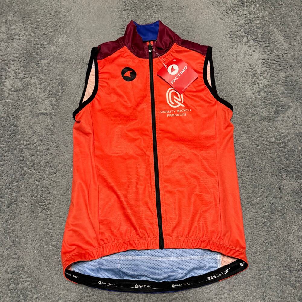 PACTIMO Cycling Jersey Shirt Tank Womens Small Orange Blue Bicycle